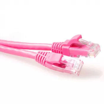 ACT Cavo patch U/UTP CAT6 da 2 m rosa senza fermo con connettori RJ45