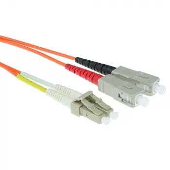 ACT Cavo patch in fibra ottica LSZH Multimode 62.5/125 OM1 duplex con connettori LC e SC da 0,5 metri