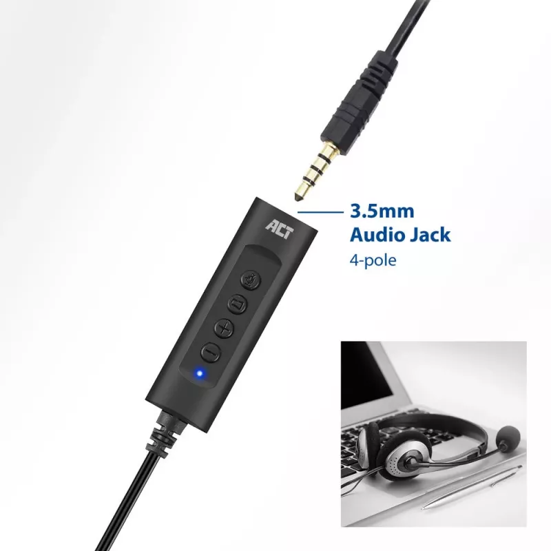 ACT AC9360 Scheda audio USB 3,5 mm ingresso cuffie 4 tasti