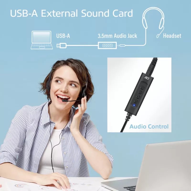 ACT AC9360 Scheda audio USB 3,5 mm ingresso cuffie 4 tasti