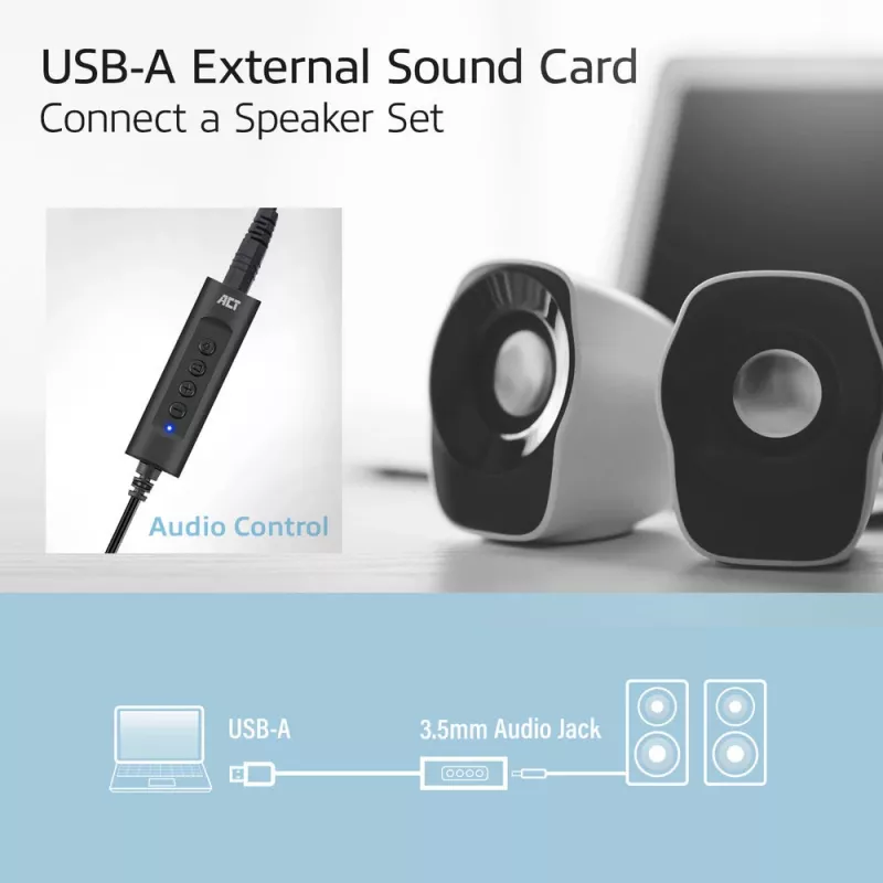ACT AC9360 Scheda audio USB 3,5 mm ingresso cuffie 4 tasti