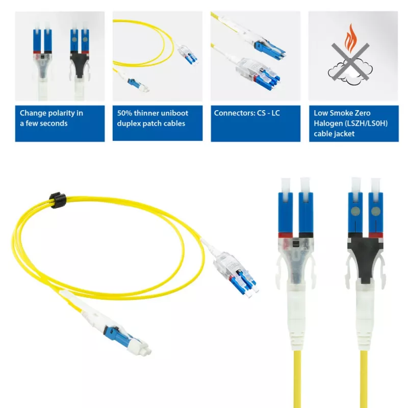 ACT Cavo patch in fibra ottica 10 metri Singlemode 9/125 OS2 Polarity Twist Uniboot Duplex CS - LC