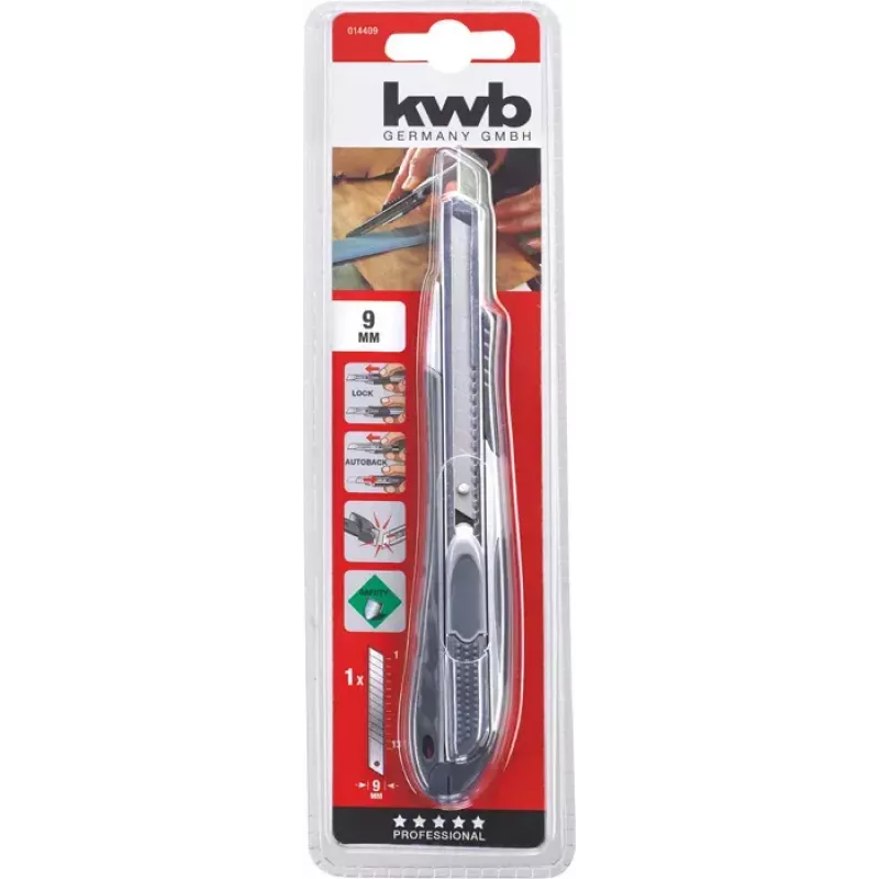 KWB 014409 coltello multiuso nero lama a spezzoni 9 mm