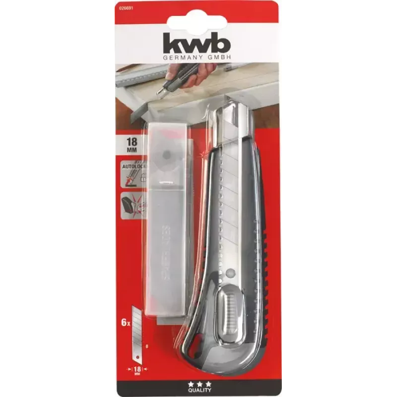 Taglierino KWB 026691 lama a spezzare larghezza lama 1,8 cm