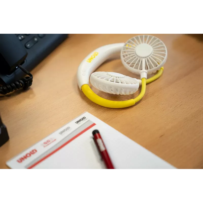 Unold Neck Fan Breezy White, bianco, giallo, 2 ventole, 8 h, ventilatore da collo, bianco, 1 pz.