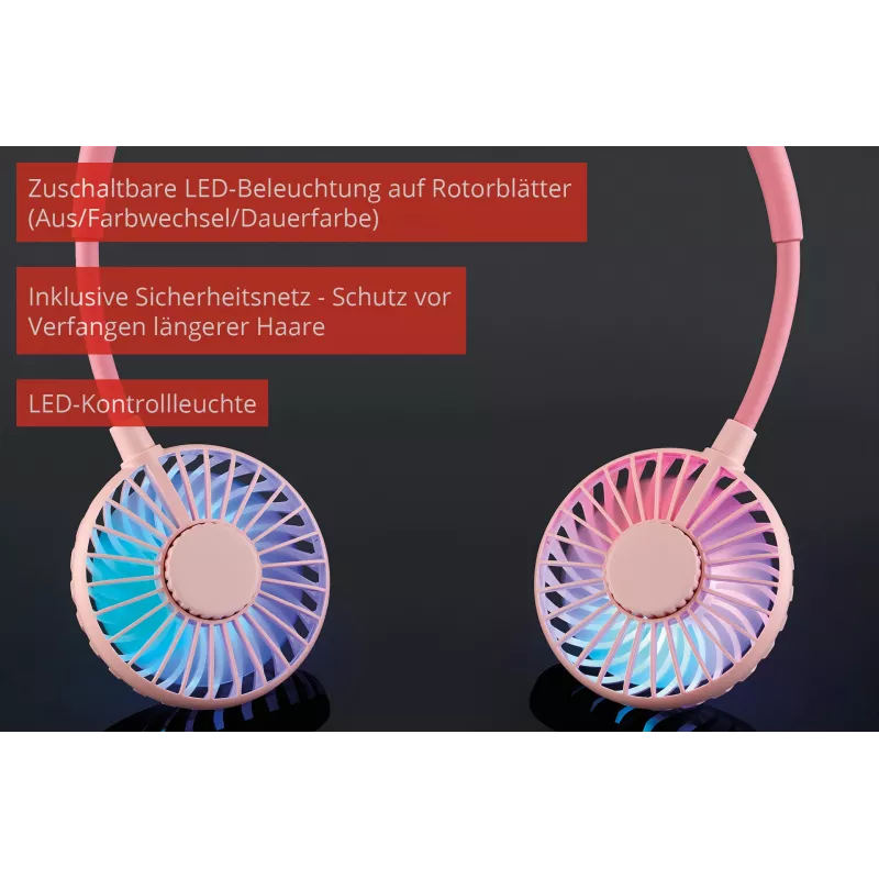 Unold ventilatore da collo Breezy Pink, rosa, 2 ventole, 8 h, ventilatore da collo, bianco, 1 pezzo