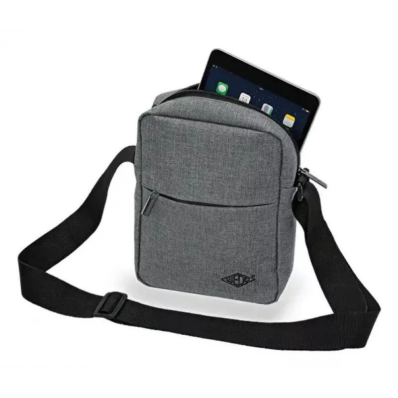 Borsa a tracolla WEDO 59 350512 — poliestere grigio unisex borsa a spalla/da mano, cerniera