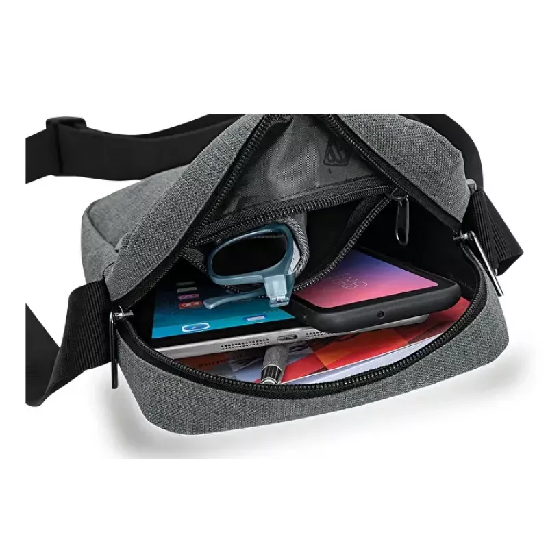Borsa a tracolla WEDO 59 350512 — poliestere grigio unisex borsa a spalla/da mano, cerniera