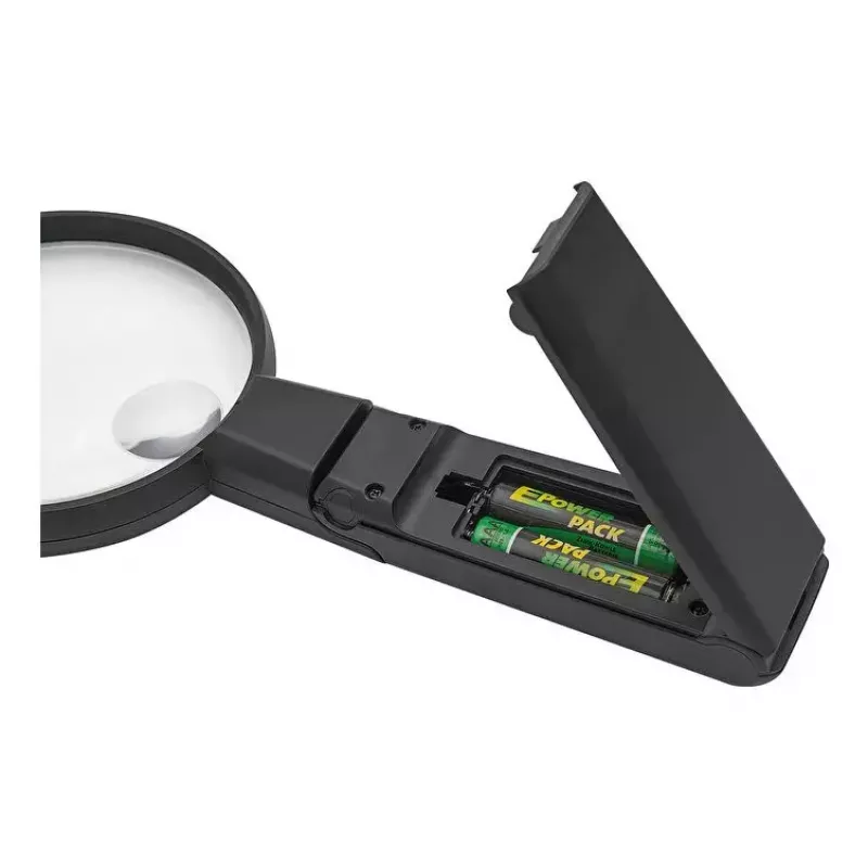 Lente d'ingrandimento LED da mano WEDO 271 7565 — ingrandimento 5×, a batteria, nero/bianco