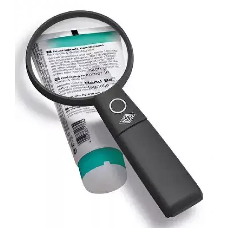 Lente d'ingrandimento LED da mano WEDO 271 7565 — ingrandimento 5×, a batteria, nero/bianco