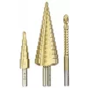 kwb 525890 Set di punte a gradini con punta fresante, 3 pz., 4-12 mm / 4-30 mm / 6 mm, HSS TiN
