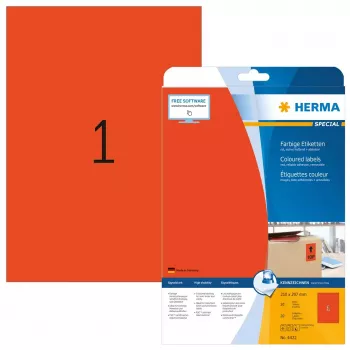 Etichetta adesiva per stampante HERMA etichette colorate A4 210x297 mm rosso carta opaca 20 pz.