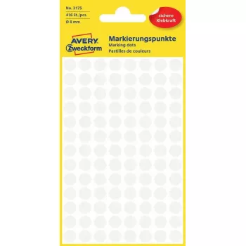 Etichette Avery Zweckform punti di codifica colore bianco, rotondi adesivo permanente, 8 mm, 416 pz.