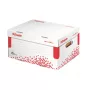Esselte SPEEDBOX 623911 scatola archivio con coperchio a cerniera, A4, cartone 100% riciclato, bianco/rosso, 15 pz.