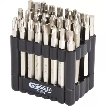 Set di punte per cacciavite KS Tools 911.7550 — 32 pezzi, nichel, 75 mm, gambo esagonale 1/4 pollice (25,4/4 mm)