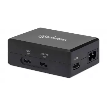 Manhattan Smart Video Multiport Dock, porte (x5): porta HDMI, USB-A (x2), USB-C (x2), con Power Delivery alla porta USB-C, alimentazione interna, ultrakompact, cavo di alimentazione rimovibile, nero, tre anni di garanzia, confezione retail