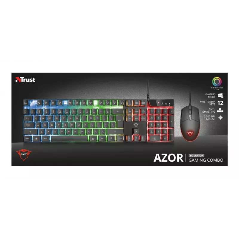 Trust GXT 838 Azor Tastiera e mouse gaming USB tedesco nero