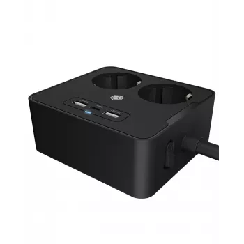 ICY BOX IB-MPS2220B-CH prolunga elettrica 1,9 m 2 prese AC per interni nero