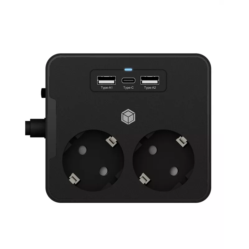 ICY BOX IB-MPS2220B-CH prolunga elettrica 1,9 m 2 prese AC per interni nero