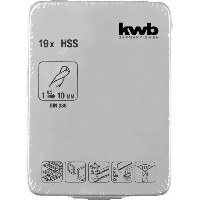Set punte KWB 421944 19 pz. 1,0 - 10 mm punte elicoidali