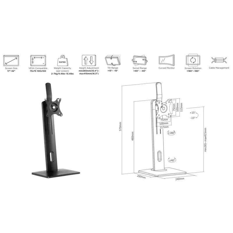 eSTUFF GLB226004 supporto monitor / stand 81,3 cm (32
