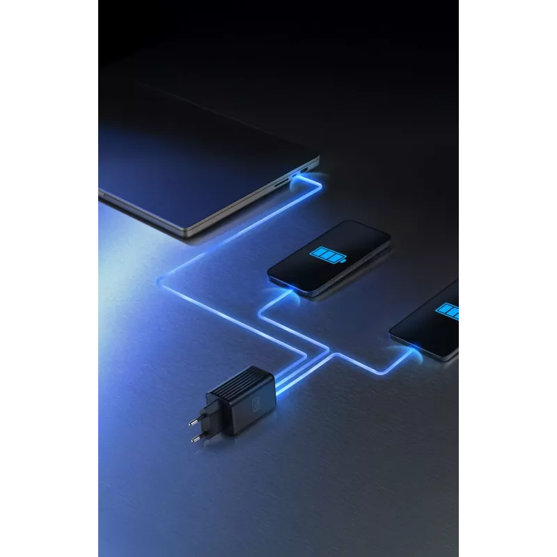 Cellularline Multipower Micro caricabatterie rapido da 65W ultracompatto con 3 connessioni