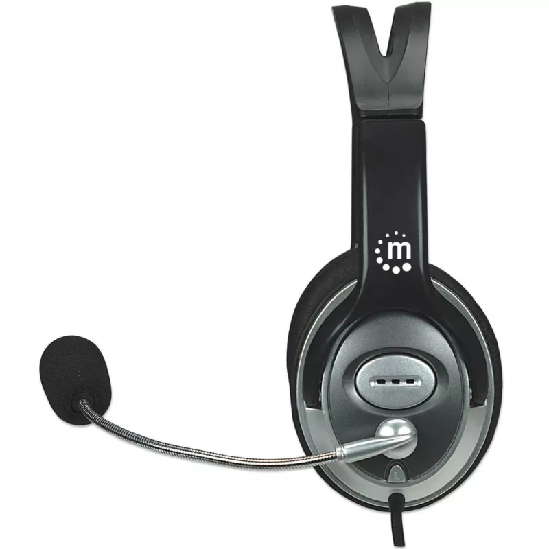 Manhattan 175555 cuffie stereo con microfono Classic, microfono flessibile in acciaio inox