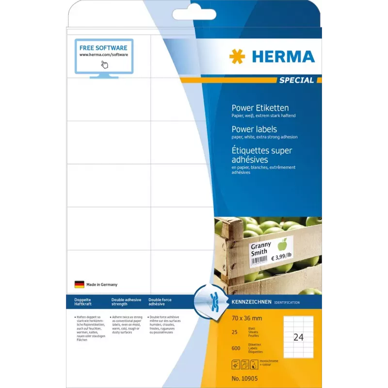 Etichette adesive per stampante HERMA Labels A4 70x36 mm bianche extra adesive carta opaca 600 pezzi