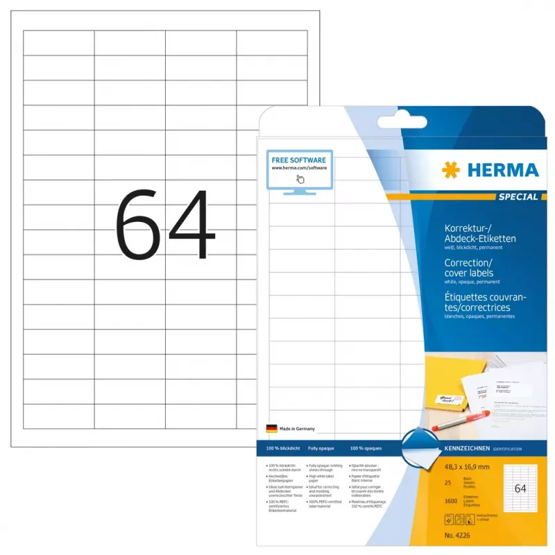 Etichette correttive/coprenti HERMA A4 48,3x16,9 mm 1600 pezzi
