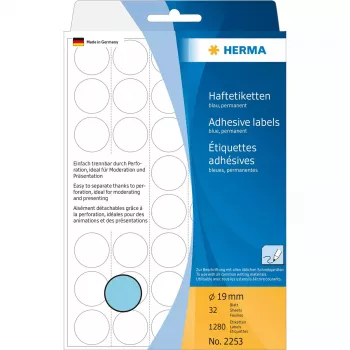 Etichette multiuso HERMA 1280 pezzi rotondo blu 19 mm