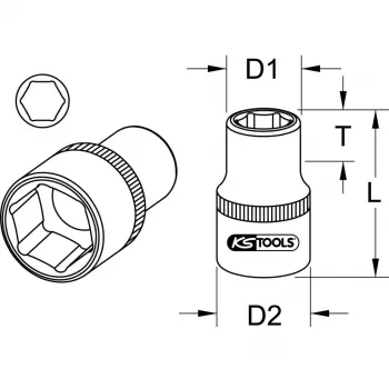 Set di bussole KS Tools 911.1041 attacco 1 pollice metrico diametro 5,7 cm