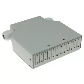 Box di terminazione in fibra ottica ACT per guida DIN non equipaggiato, 12 porte, fibra ottica, avorio, 130 mm, 130 mm, 45,3 mm, box