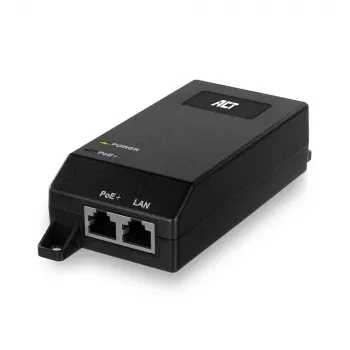 Iniettore ACT Gigabit PoE+ (30W), Gigabit Ethernet, 10,100,1000 Mbit/s, IEEE 802.3, IEEE 802.3ab, IEEE 802.3af, IEEE 802.3at, IEEE 802.3u, nero, 30 V, 100 - 240 V