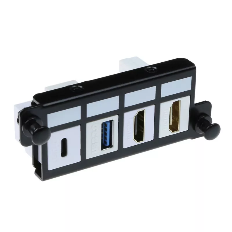 ACT Piastra adattatrice per 4 x Keystone FTP, adattatore, nero, 1 pz.