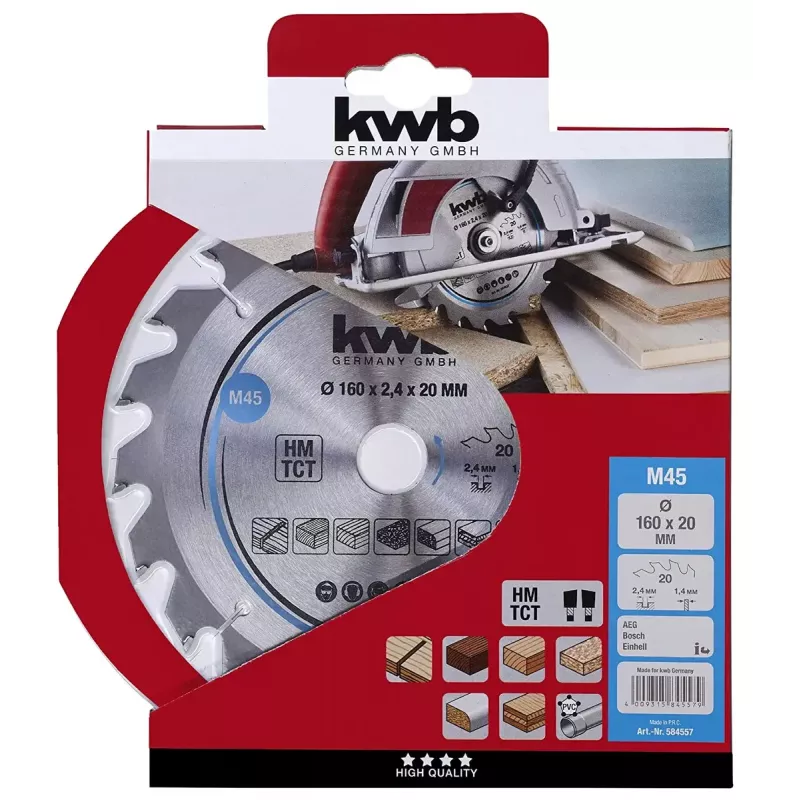 Lama per sega circolare KWB 584557 con placchette in metallo duro 1 pz.