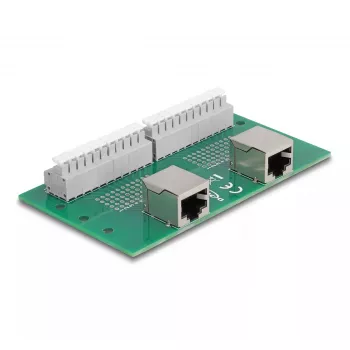 DeLOCK RJ50 2 x connettore femmina su 2 x morsetto con pulsante per guida DIN