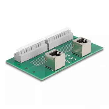 DeLOCK RJ50 2 x connettore femmina su 2 x morsettiera con pulsante per guida DIN angolare