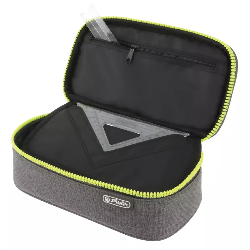 Astuccio portapenne Herlitz beatBox ABC poliestere grigio giallo 225x120x70mm
