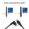 ACT nero 2 metri cavo patch U/UTP CAT6A LSZH Slimline con connettori RJ45, 90° angolato a destra su dritto