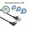 ACT nero 2 metri cavo patch U/UTP CAT6A LSZH Slimline con connettori RJ45, 90° angolato a destra su dritto