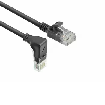 ACT Nero 1 metro U/UTP CAT6A LSZH Slimline cavo patch con connettori RJ45 90° angolato verso il basso su dritto