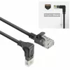 ACT Nero 2 metri U/UTP CAT6A LSZH Slimline cavo patch con connettori RJ45 90° angolato verso il basso su dritto