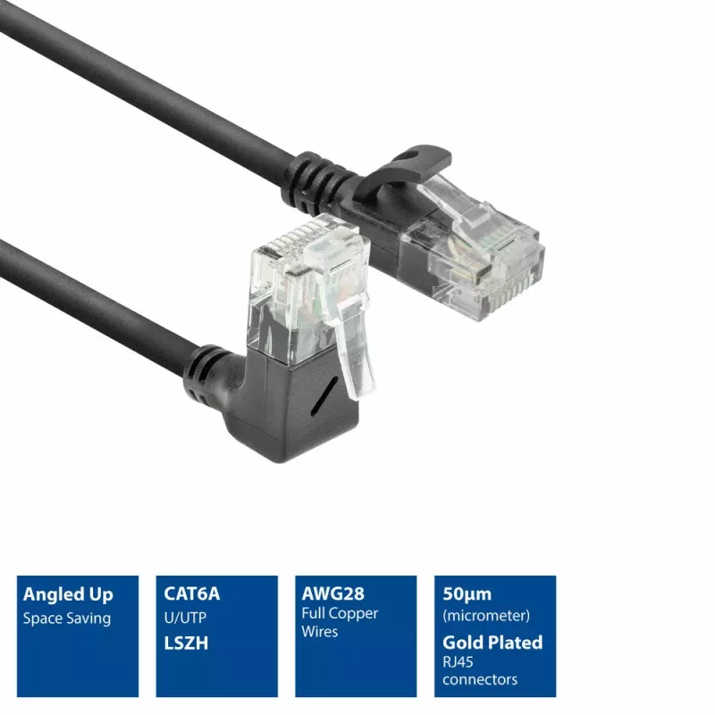 ACT Nero 3 metri U/UTP CAT6A LSZH Slimline cavo patch con RJ45 DC4903