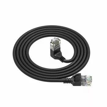 ACT Nero 5 metri U/UTP CAT6A LSZH Slimline cavo patch con connettori RJ45 90° angolato verso l'alto su dritto