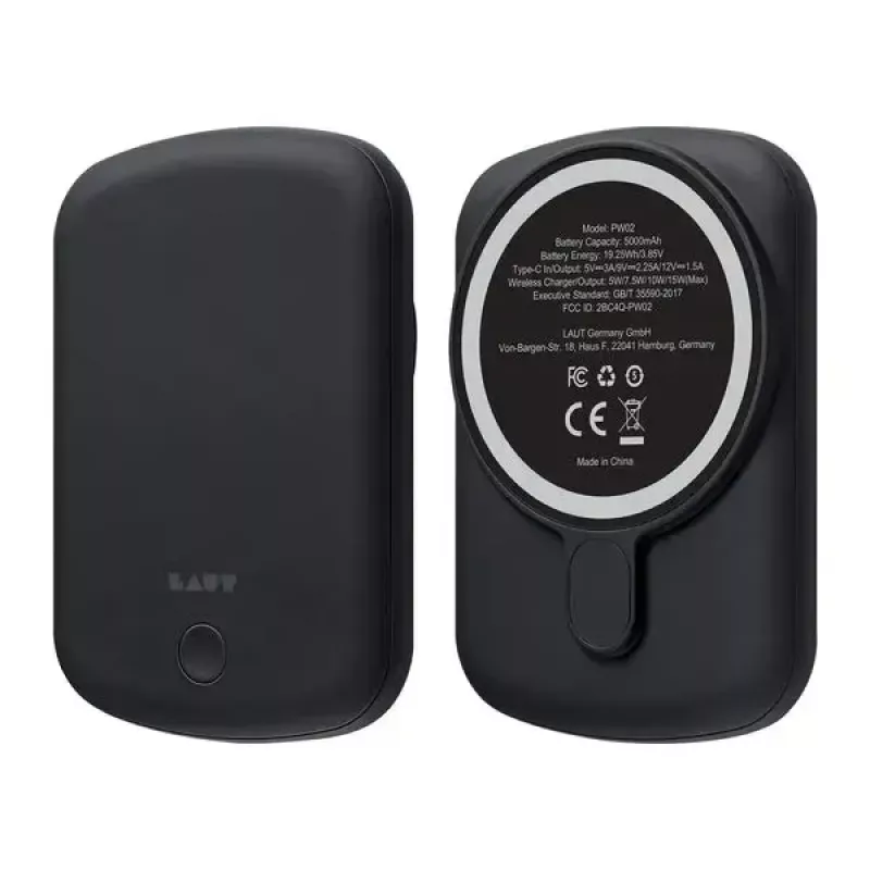Powerbank LAUT PW02 5000 mAh ricarica wireless nero