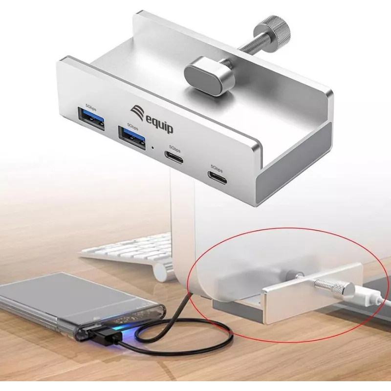 Equip 128967 hub interfacce USB 3.2 Gen 1 (3.1 Gen 1) Type-A 5000 Mbit/s alluminio