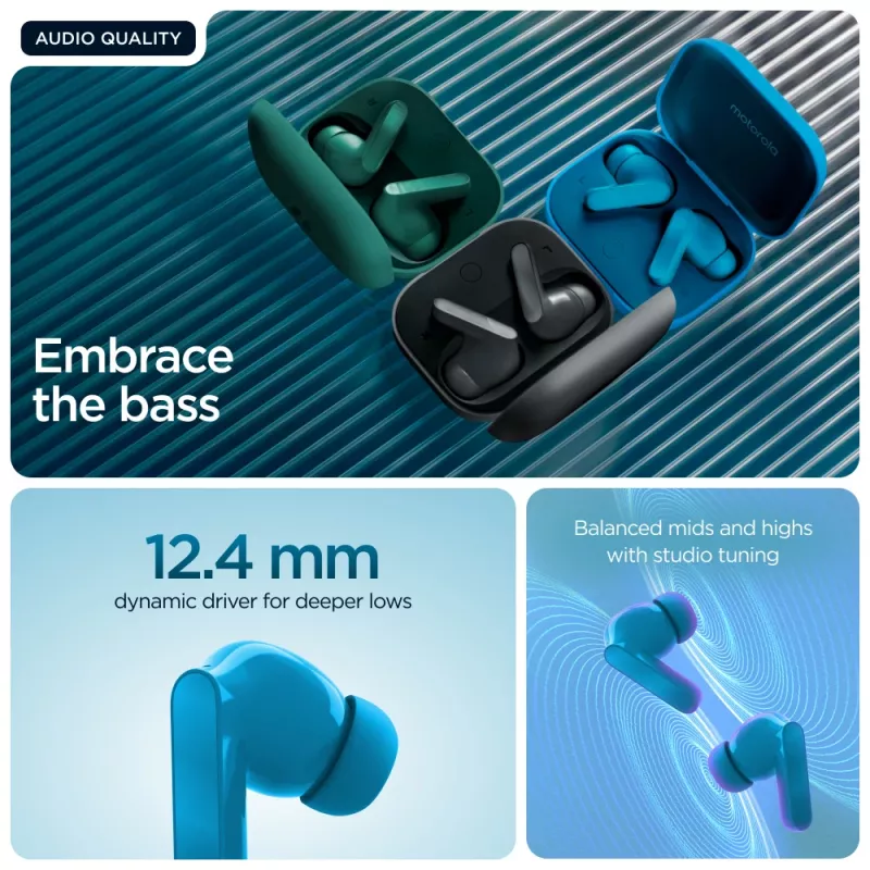 Motorola Moto Buds Bass cuffie True Wireless Stereo (TWS) in-ear per chiamate/musica Bluetooth blu