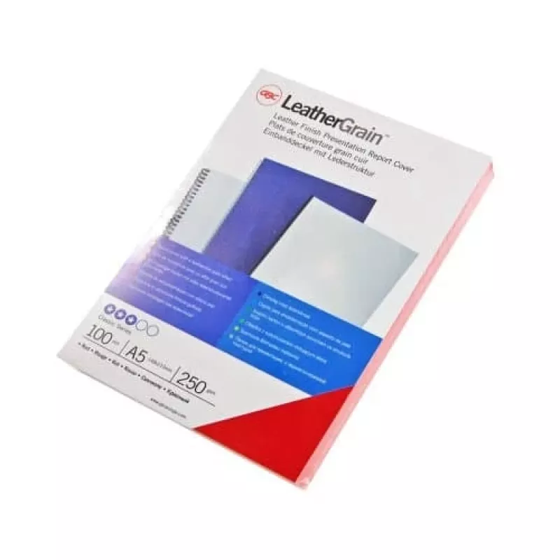 GBC LeatherGrain copertine per rilegatura A5, 250 g/m², bianco, 50 pz (4400015)