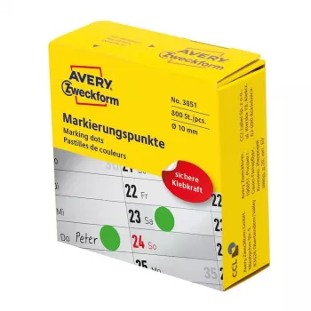 Etichetta adesiva Avery 3851 rotonda permanente verde 800 pz.