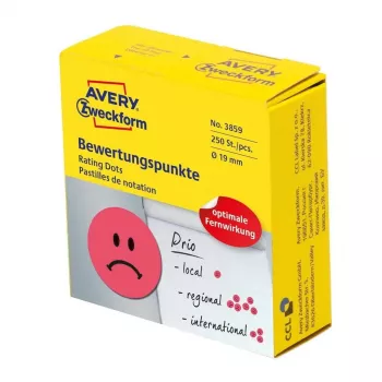 Etichetta adesiva Avery 3859 rotonda permanente rosso 250 pz.